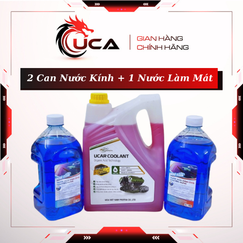 Combo ( 1 Can Nước Làm Mát Đỏ 5 Lít + 2 Can Nước Rửa Kính 2 Lít )
