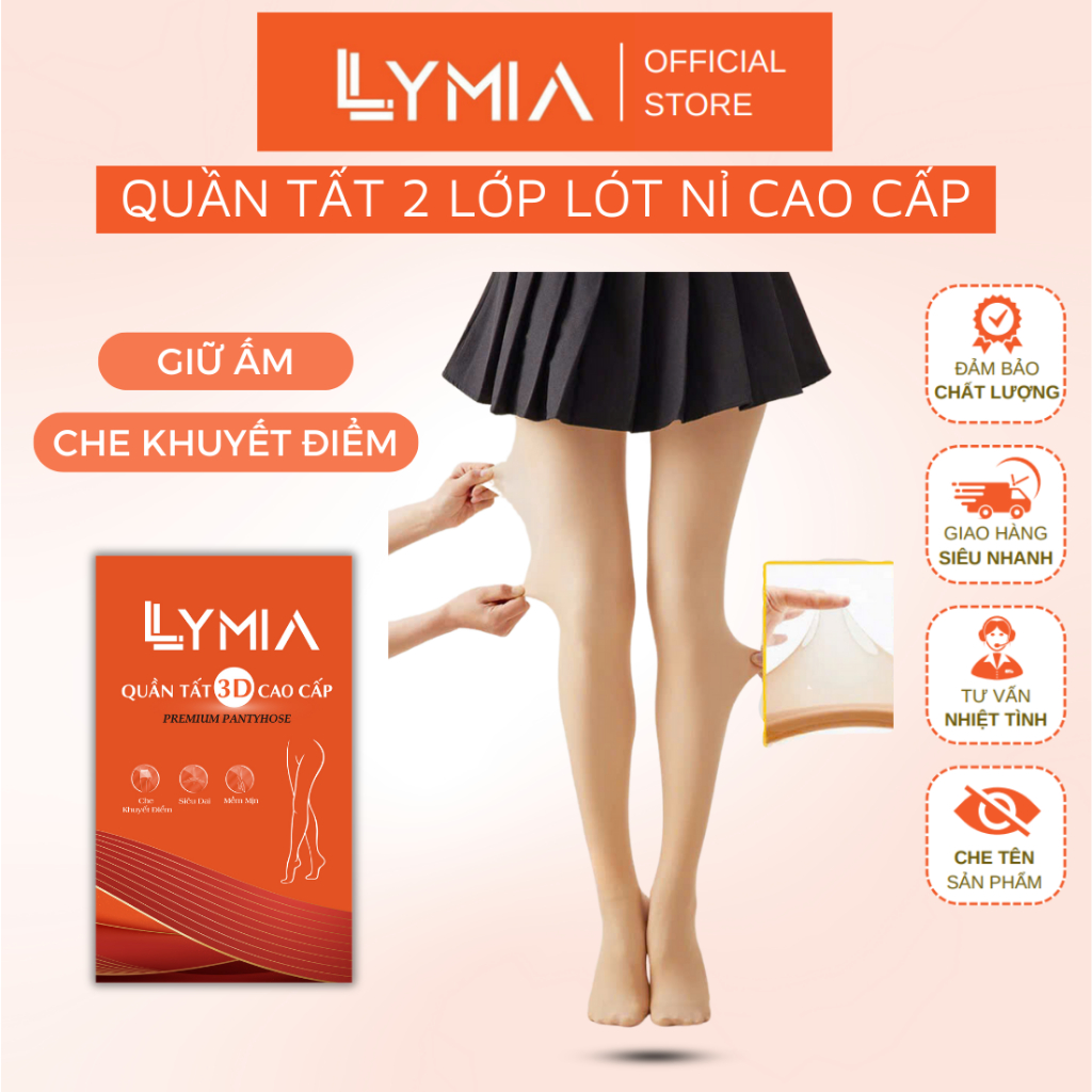 Quần tất nữ 3D LYMIA lót nỉ bông 2 lớp màu da, đen cao cấp độ dày mẫu mới QT23