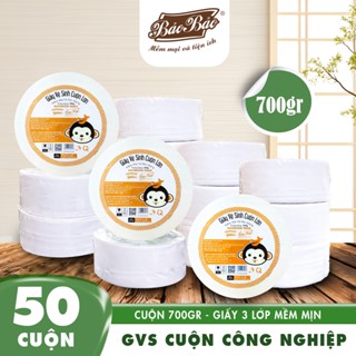  Combo 50 Cuộn Giấy Vệ Sinh Công Nghiệp To Lớn Bảo Bảo 700g - Mềm Mịn Tan Nhanh Trong Nước 