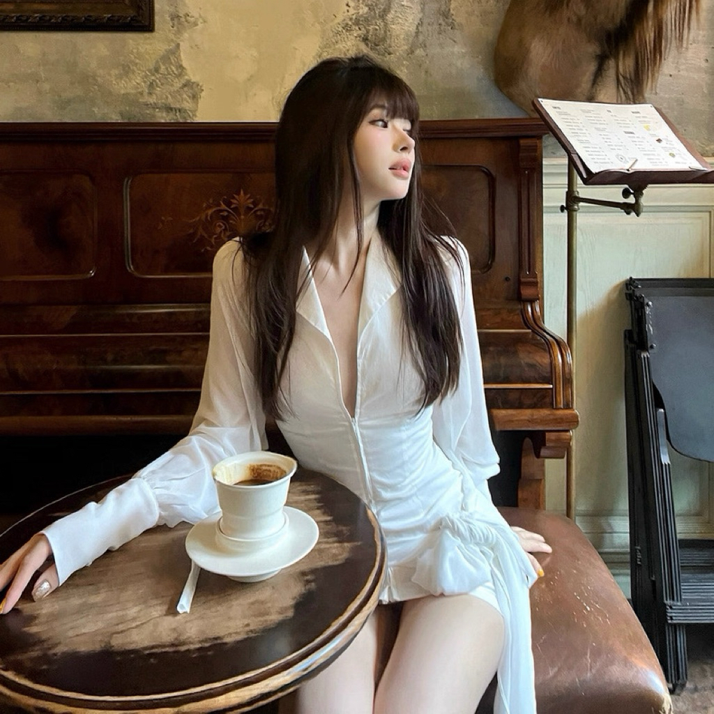 Đầm sơ mi nữ tay phồng hở lưng TABISHOP Váy sexy màu trắng mặc đi dự tiệc đi chơi dạo sang chảnh(203) | BigBuy360 - bigbuy360.vn