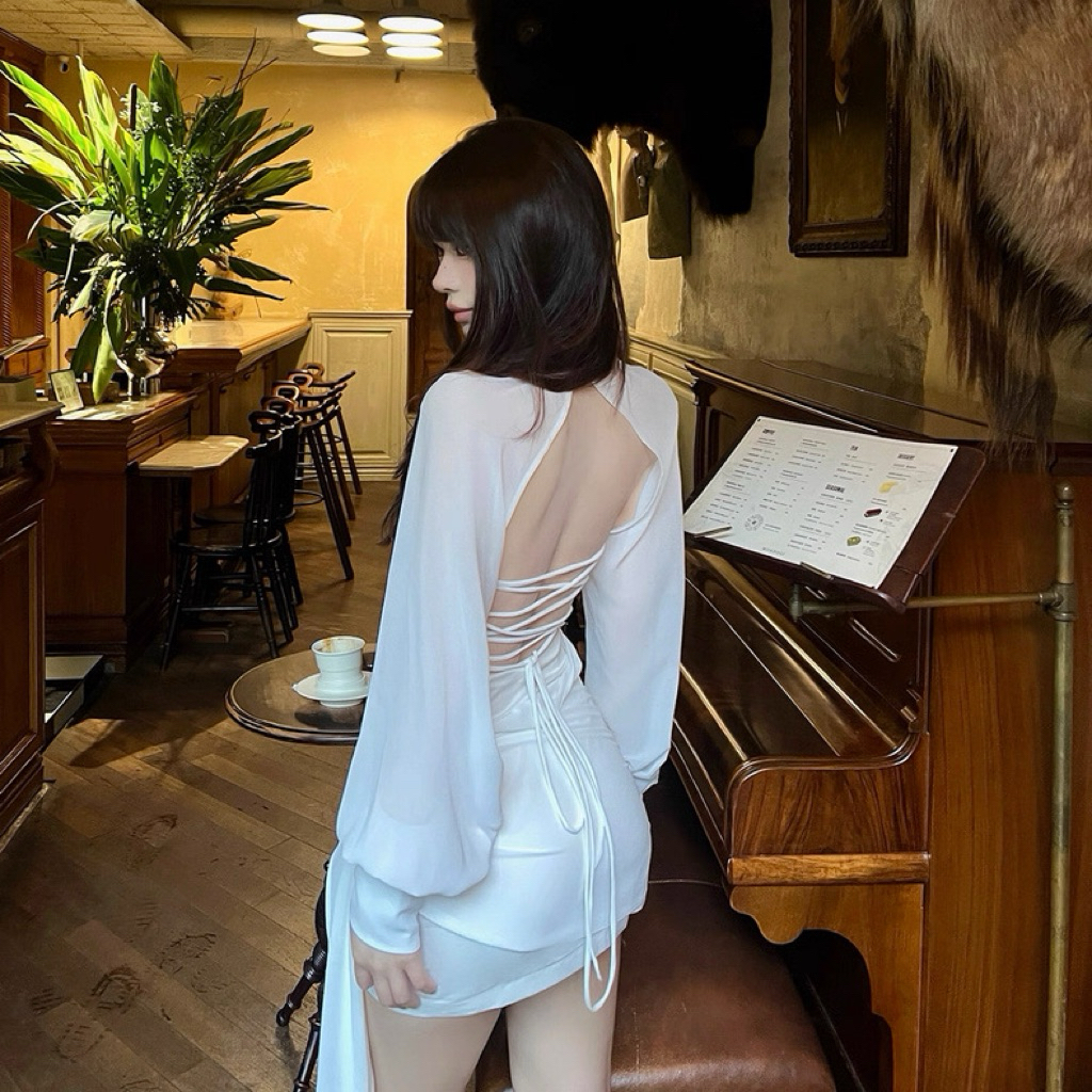 Đầm sơ mi nữ tay phồng hở lưng TABISHOP Váy sexy màu trắng mặc đi dự tiệc đi chơi dạo sang chảnh(203) | BigBuy360 - bigbuy360.vn