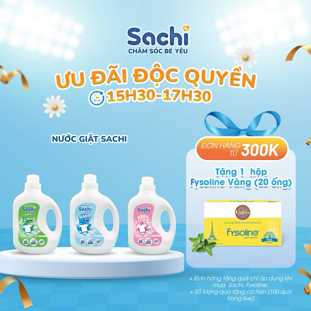Nước Giặt Xả Cho Bé Sachi Organic Hương Thơm Dịu Nhẹ, Làm Sạch Vết Bẩn 2kg