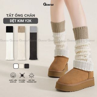 Tất ống chân dệt kim GOMTAT phong cách Y2K, vớ ống chân chất Acrylic khử mùi êm chân - AJ-2509-1DOI