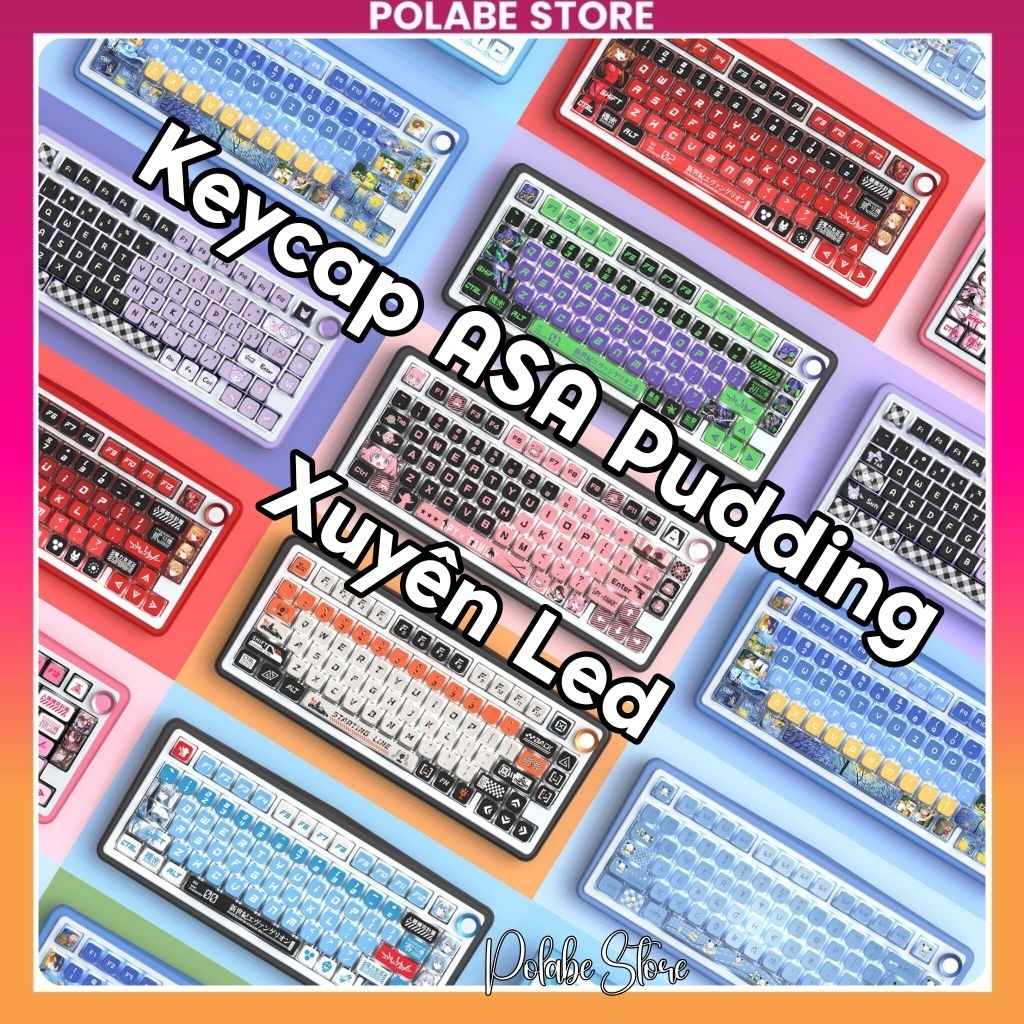 Tổng hợp Keycap ASA Pudding xuyên led bàn phím cơ Polabe Store Keycap Toả Led