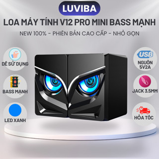 Loa máy tính vi tính để bàn mini pc laptop LED để bàn bass giá rẻ LUVIBA V12