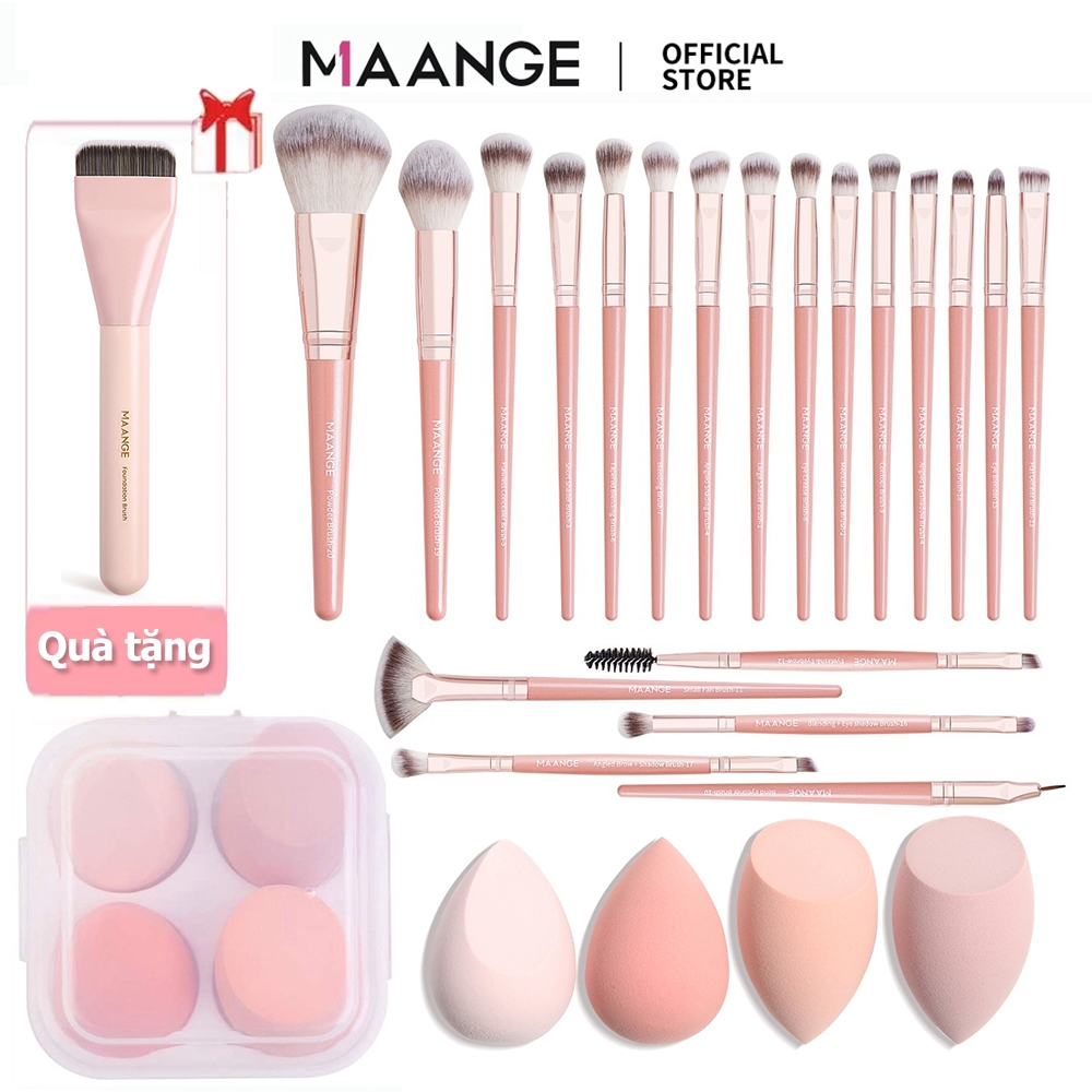 Bộ cọ makeup chuyên nghiệp MAANGE 20 cây kèm hộp 4 bông mút trang điểm 5748