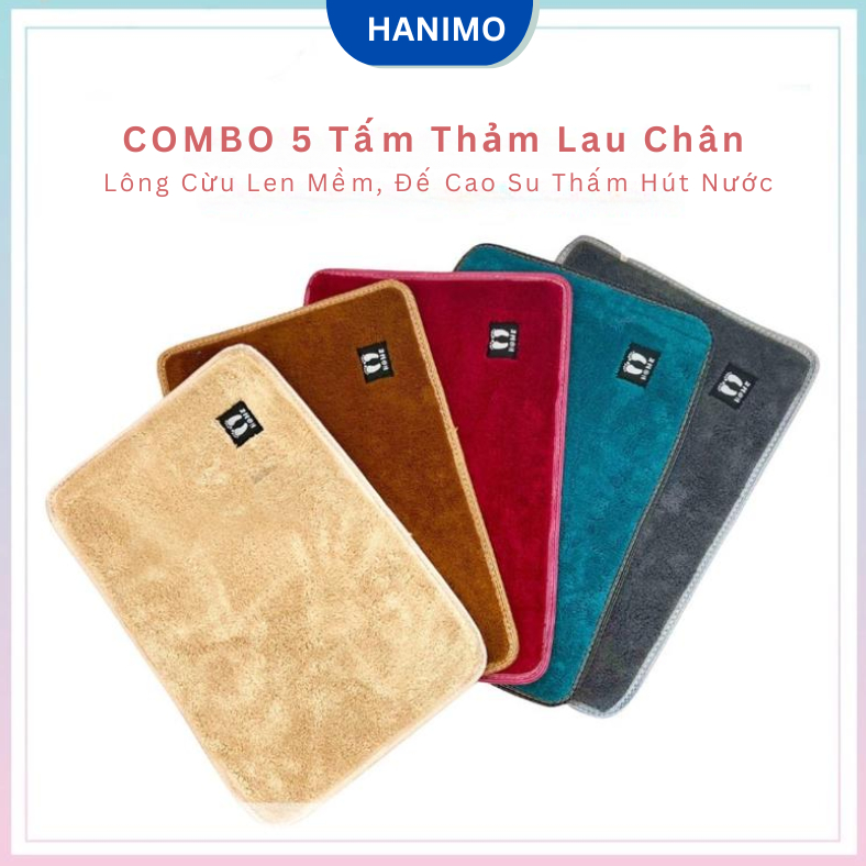 Combo 5 thảm lông cừu 40x60cm, thấm hút tốt, chống trơn trượt cho nhà tắm & cửa ra vào - HANIMO HA08