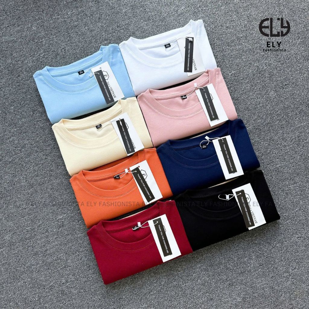 Áo phông nữ cổ tròn tay ngắn ôm body kiểu basic vải thun cotton borip cao cấp co giãn 4c không bai nhão trắng đen ELY207 | BigBuy360 - bigbuy360.vn