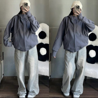  SHIERSHOP Áo Khoác Zip Form Boxy Có Nón Dày Mặc Được 4 Mùa Top Jacket Women 