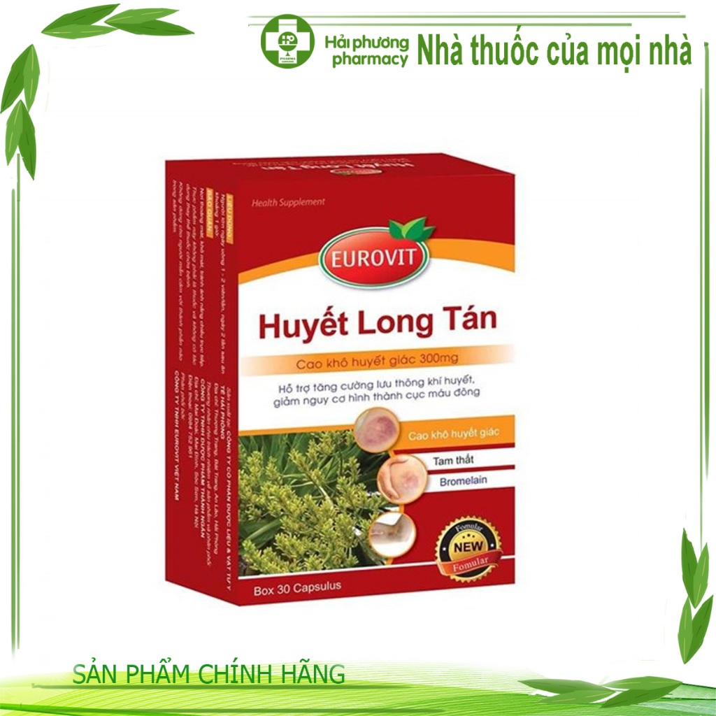 Viên Uống Eurovit Huyết Long Tán Hỗ Trợ Giảm Nguy Cơ Hình Thành Cục Máu Đông 30 Viên Hộp