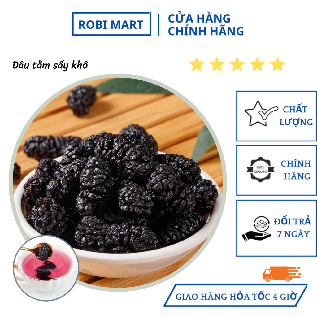 Dâu tằm sấy lạnh quả to đều robimart trà giữ dáng đẹp da hàng loại 1 - gói 250g, 500g, 1000g