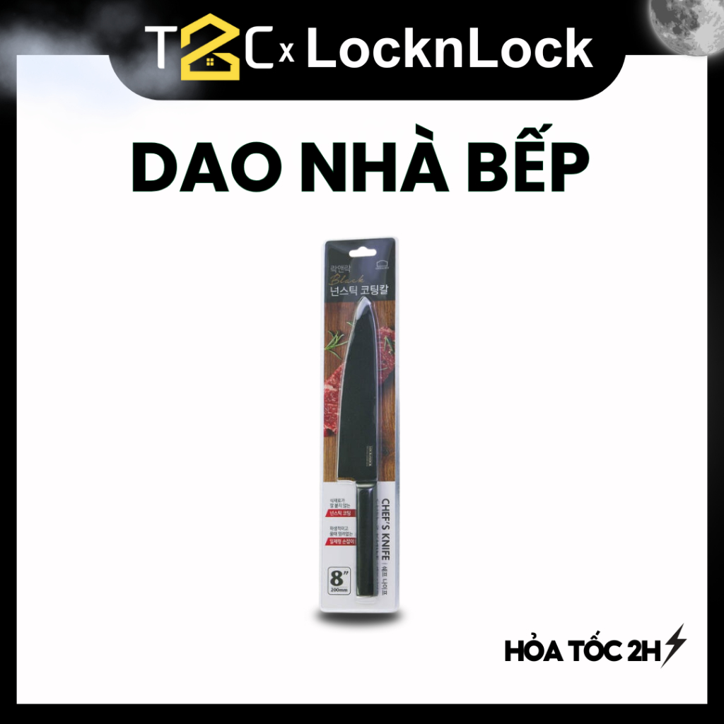 Dao Nhà Bếp LocknLock Màu Đen Quai Cầm Chắc Chắn Bằng Thép Không Gỉ Chính Hãng CKK311 - T2C