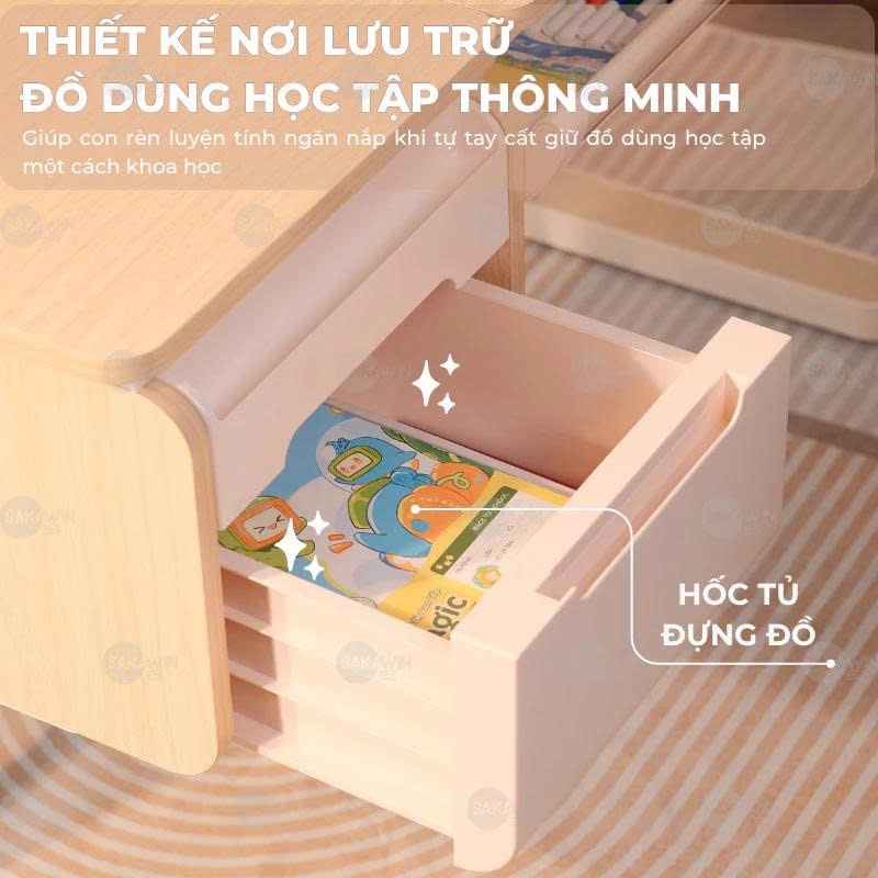 [Mẫu Mới 2026] Bộ bàn học cho bé cao cấp Sakawin Premium GD08 Bàn học sinh thông minh chống gù | BigBuy360 - bigbuy360.vn