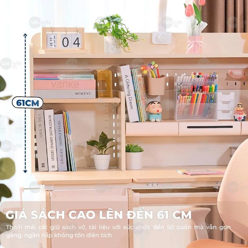 [Mẫu Mới 2026] Bộ bàn học cho bé cao cấp Sakawin Premium GD08 Bàn học sinh thông minh chống gù | BigBuy360 - bigbuy360.vn