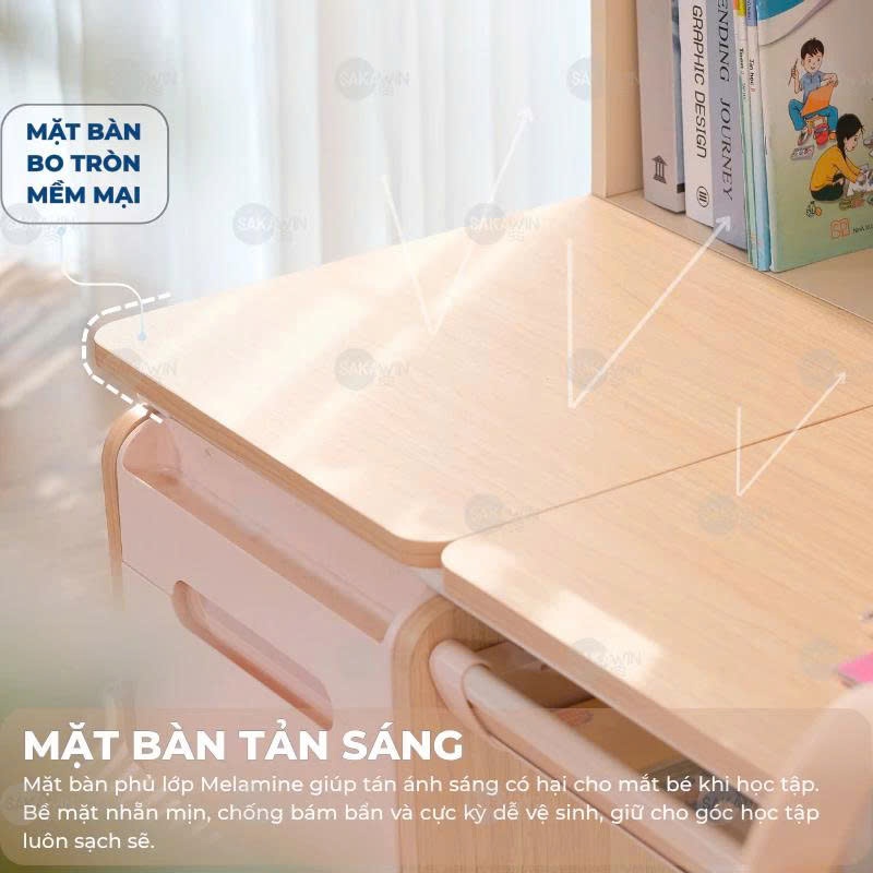 [Mẫu Mới 2026] Bộ bàn học cho bé cao cấp Sakawin Premium GD08 Bàn học sinh thông minh chống gù | BigBuy360 - bigbuy360.vn