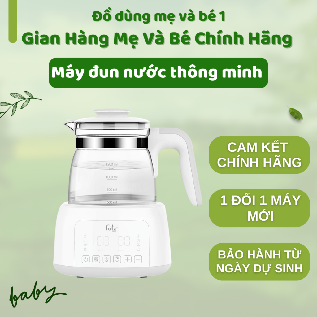 (có kèm ốc hâm sữa) Máy đun nước và hâm nước pha sữa điện tử QUICK 12- FB3503HB Fatzbaby