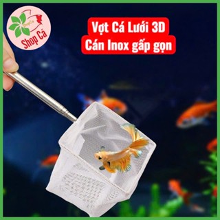  Vợt cá tép cảnh lưới 3D cán INOX gấp gọn cho bể cá tép 