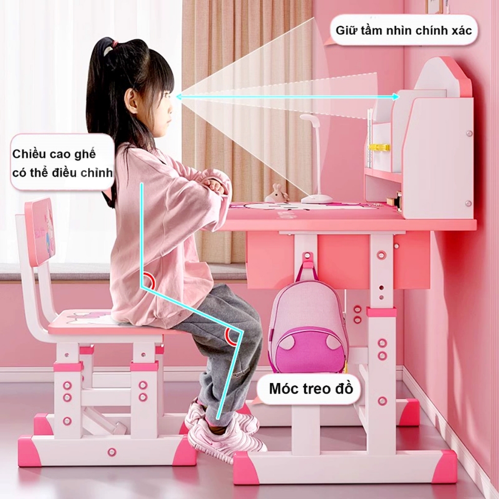 Bàn học trẻ em nâng hạ tại nhà công thái học, bàn điều chỉnh độ cao cho học sinh tiểu học. | BigBuy360 - bigbuy360.vn