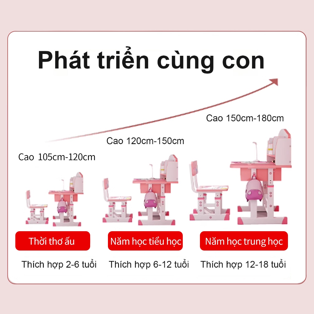 Bàn học trẻ em nâng hạ tại nhà công thái học, bàn điều chỉnh độ cao cho học sinh tiểu học. | BigBuy360 - bigbuy360.vn
