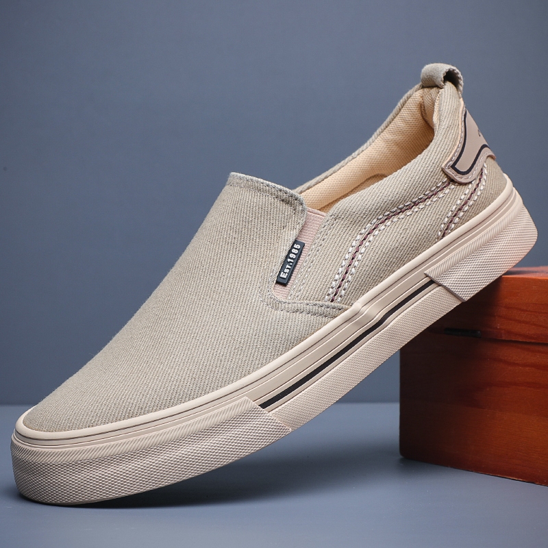 Giày Lười Vải Nam Thương Hiệu Shanbu Chất Liệu Vải Bố Thoáng Khí Đế Cao Su Chống Trơn - Mã 24810