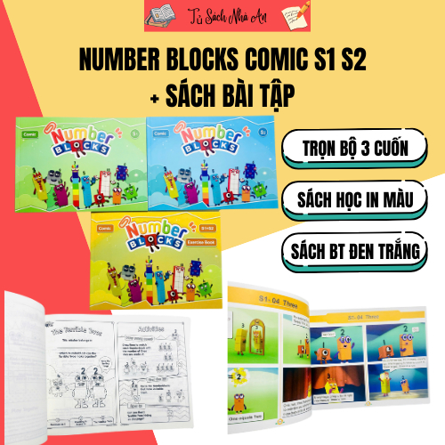 Sách - Number Blocks Comic S1 S2 + Sách bài tập – Truyện tranh học toán song ngữ cho bé mẫu giáo