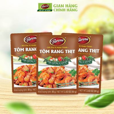 Combo 3 gói Gia Vị Tôm Rang Thịt Barona 80g ướp ngon chuẩn vị không cần nêm nếm