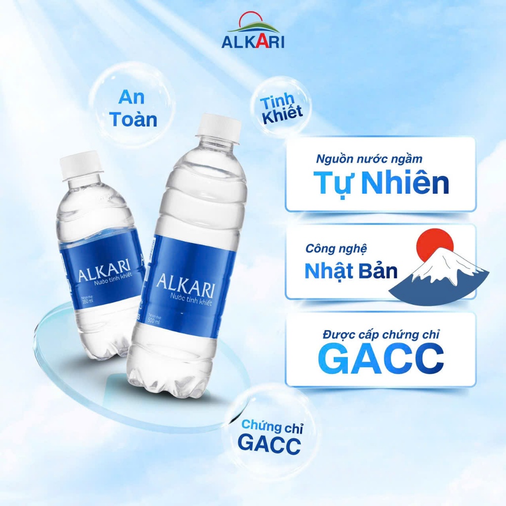 Nước tinh khiết Alkari nước lọc nước suối thùng 24 chai 350ml