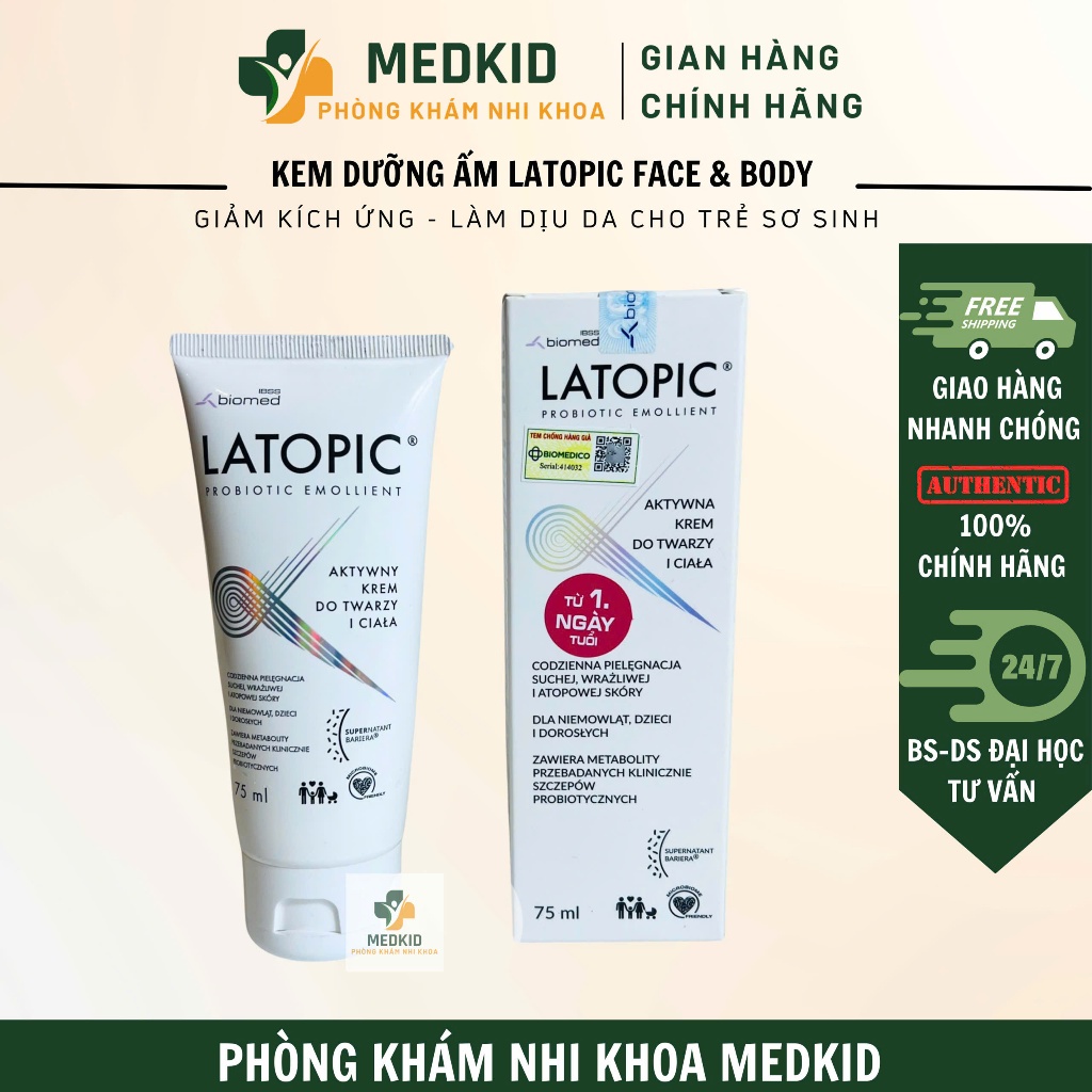 [MẪU MỚI] Kem dưỡng ẩm LATOPIC Face and Body Cream - Giảm kích ứng, dịu da cho trẻ sơ sinh (75ml)