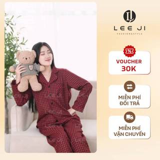  Bộ Pijama Nữ Mặc Nhà Dài Tay Mùa Đông Kẻ Caro Đỏ Đen Bộ Ngủ Nữ Chất Cotton Thô Mềm Mại LEE JI - CRDO08 