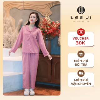 Bộ Pijama Nữ Mặc Nhà Hoa Nhí, Bộ Mặc Nhà Hoa Nhí Dài Tay Chất Liệu Đũi Lụa Hàn Châu Mềm Mại, Thấm Hút Mồ Hôi HCC31