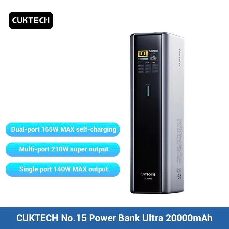 CUKTECH 15 ULTRA Sạc Di Động 2C1A | Công Suất 210W Max | Dung Lượng 20.000mAh | Bảo Hành 18 Tháng PB200U | BigBuy360 - bigbuy360.vn