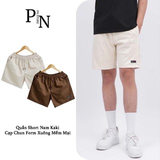  Quần Short Nam KaKi PN STORE Cạp Chun Thêu Logo Sắc Nét Vải Mềm Mịn Thoáng Mát QS03 Tag Da 