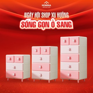 Tủ Quần Áo Cho Bé HOMINA 3,4,5 Tầng Họa Tiết Gấu Thỏ, Đựng Quần Áo, Đồ Dùng, Đồ Chơi Cho Bé, Nhựa PP Cao Cấp- HOMINA