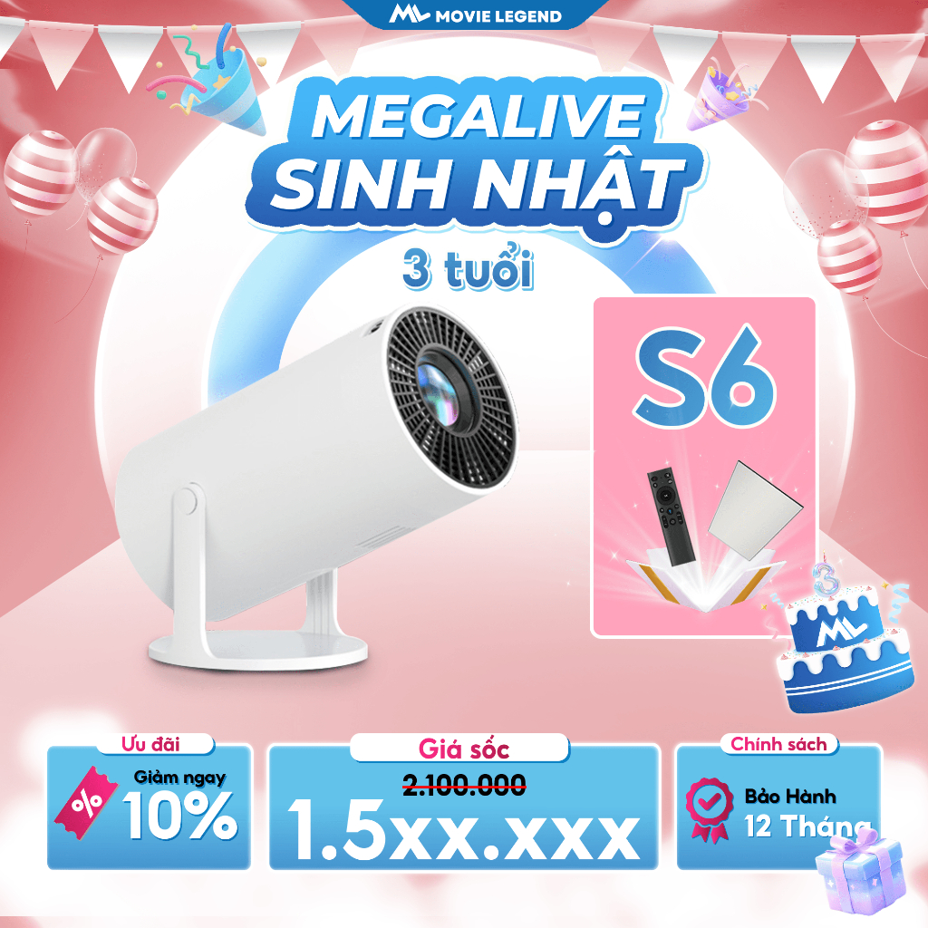 [ CHÍNH HÃNG ] Máy Chiếu Mini S6 HD Movie Legend - Hỗ Trợ Full HD