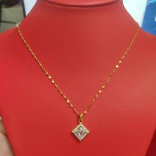 dây chuyền bạc xi vàng đá vuông