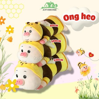  Gối ôm hình Heo ong ANVIHOME Gấu Bông Heo Ong Cánh Tiên Siêu To size 1m2 - Thú Bông Lợn Ong Nằm 