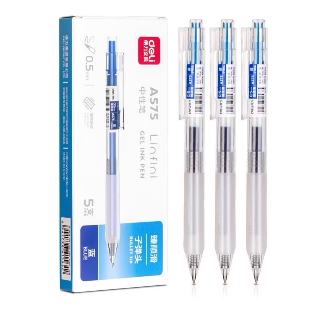Combo 5 Bút bi nước mực gel Deli A575 0.5mm
