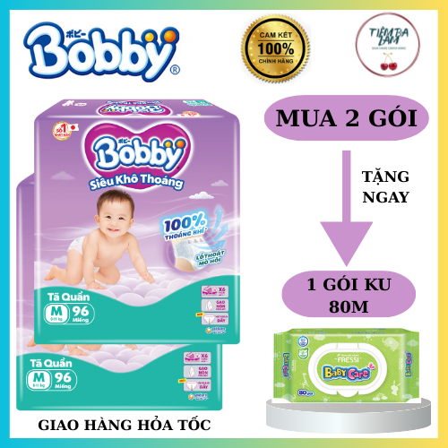 [2 gói] Tã BOBBY ULTRA  siêu khô thoáng M96 (96 miếng)