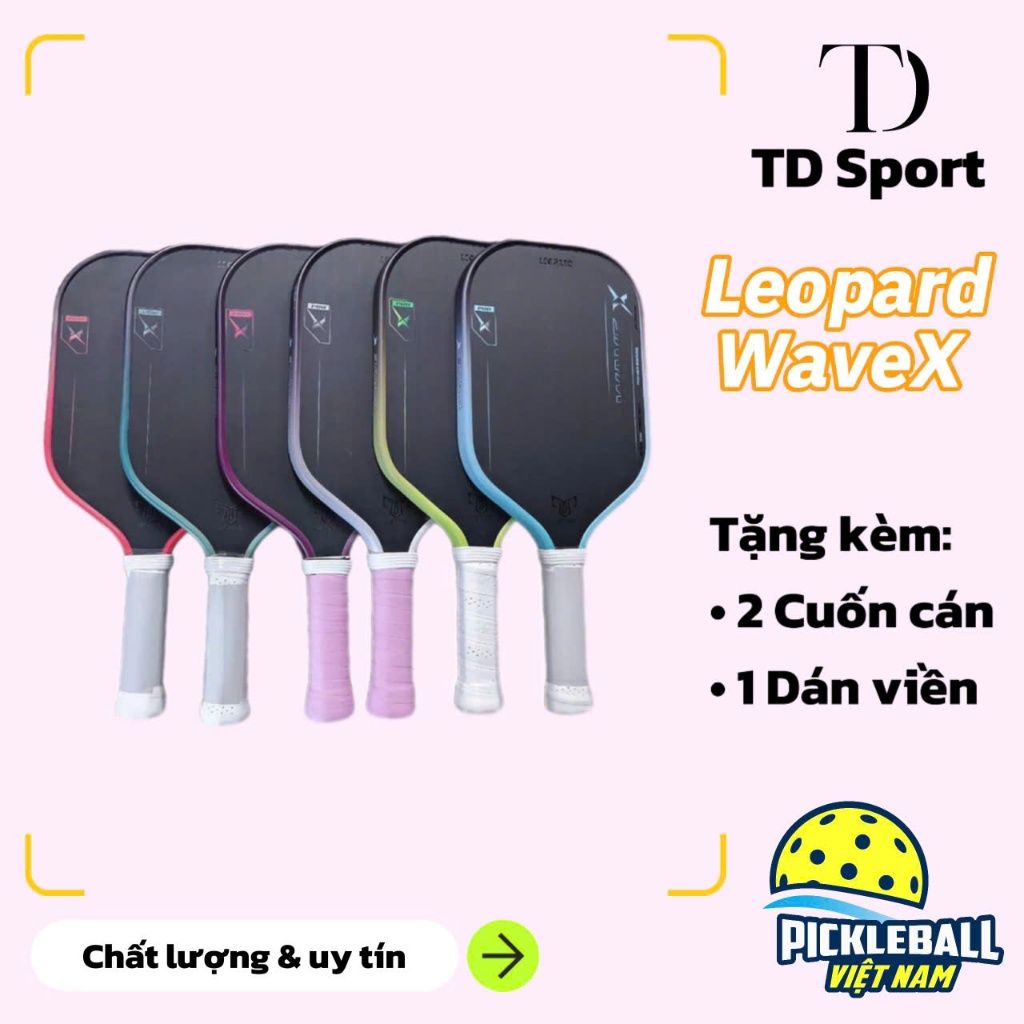 Vợt Pickleball  Cao Cấp LeoPard Wave X –Xoáy, Bám Bóng, Độ Nhám Cao - Bảo Hành 3 tháng