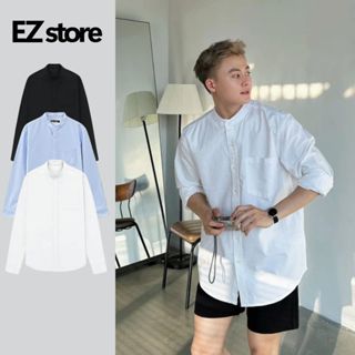 Áo sơ mi nam cổ tàu, áo sơ mi nam forrm rộng Hàn Quốc dài tay, chất vải Oxford mềm mịn không nhăn