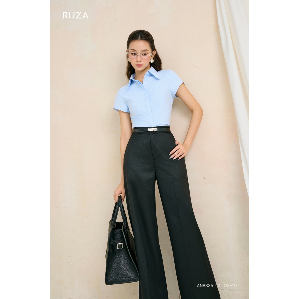 Áo sơ mi nữ tay ngắn RUZA thiết kế sang trọng thời trang công sở thanh lịch ANB335