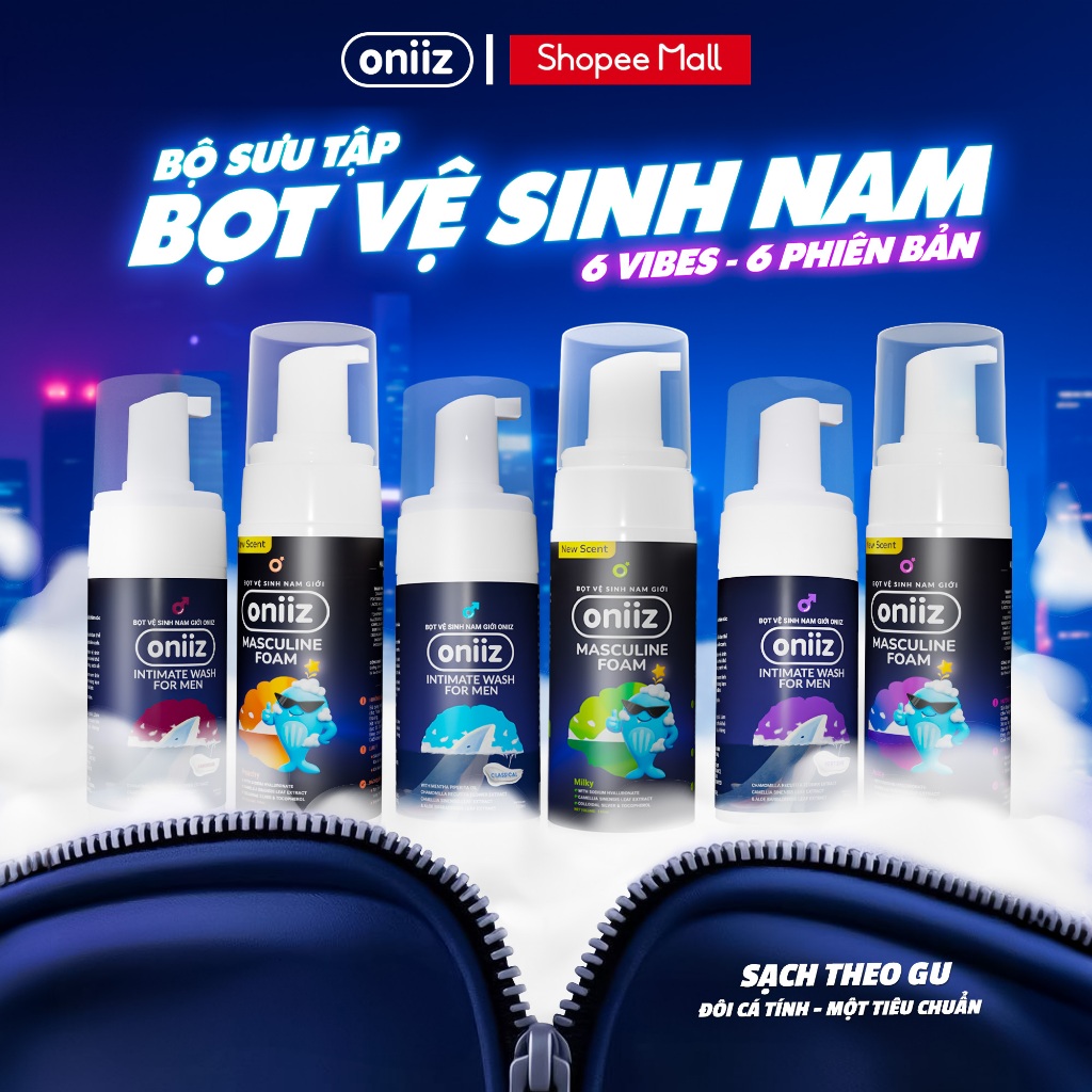 Bộ sưu tập Bọt vệ sinh nam giới Oniiz, Dung dịch Masculine Foam Oniiz Plus hương nước hoa, cocktail 
