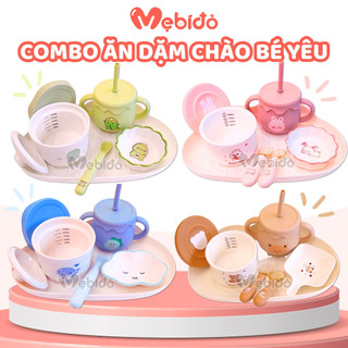  Combo Bát Ăn Dặm Kèm Khay Set Ăn Dặm Hũ Thủy Tinh Cốc Tập Hút Thìa Silicon Cho Bé Shop Mẹ Bí Đỏ 