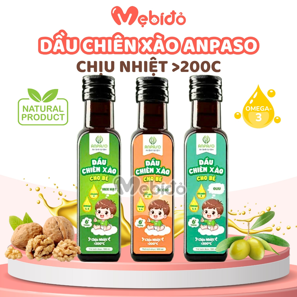 Dầu Chiên Xào Cho Bé Ăn Dặm Anpaso 100ML Nhiều Vị Chịu Được Nhiệt Độ Cao - Shop Mẹ Bí Đỏ