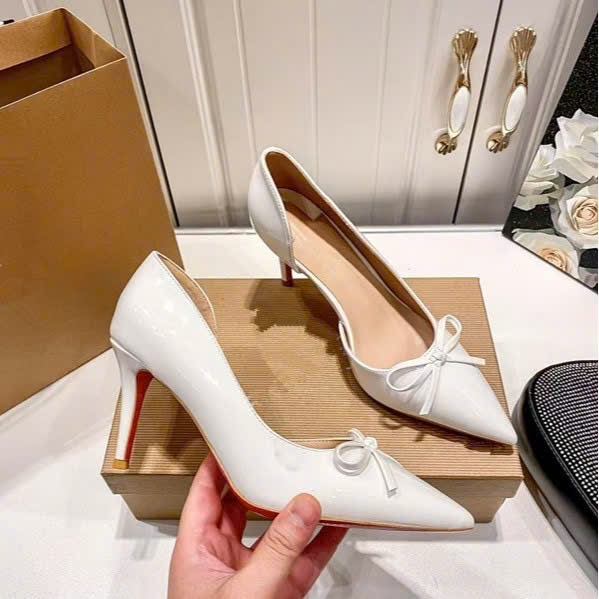 GIÀY CAO GÓT Đế Đỏ MŨI NHỌN Hở Eo Nơ Thắt 3 Màu Gót Nhọn 7cm-9cm Dành cho Nàng đi chơi đi tiệc Shoes Nữ | BigBuy360 - bigbuy360.vn