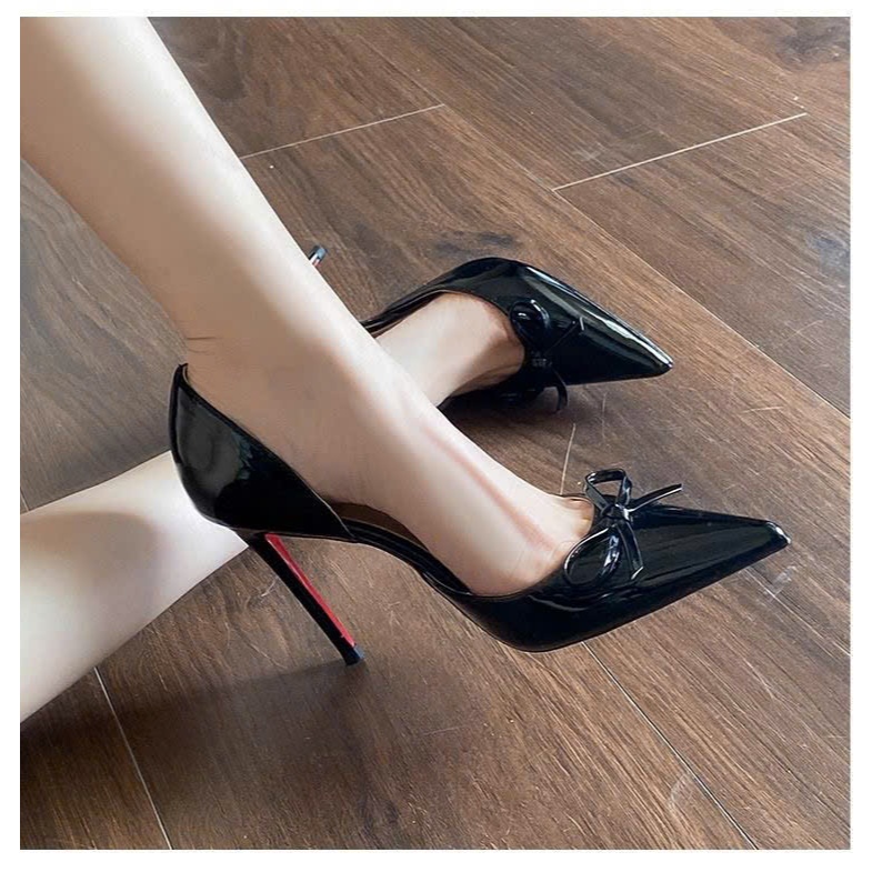 GIÀY CAO GÓT Đế Đỏ MŨI NHỌN Hở Eo Nơ Thắt 3 Màu Gót Nhọn 7cm-9cm Dành cho Nàng đi chơi đi tiệc Shoes Nữ | BigBuy360 - bigbuy360.vn