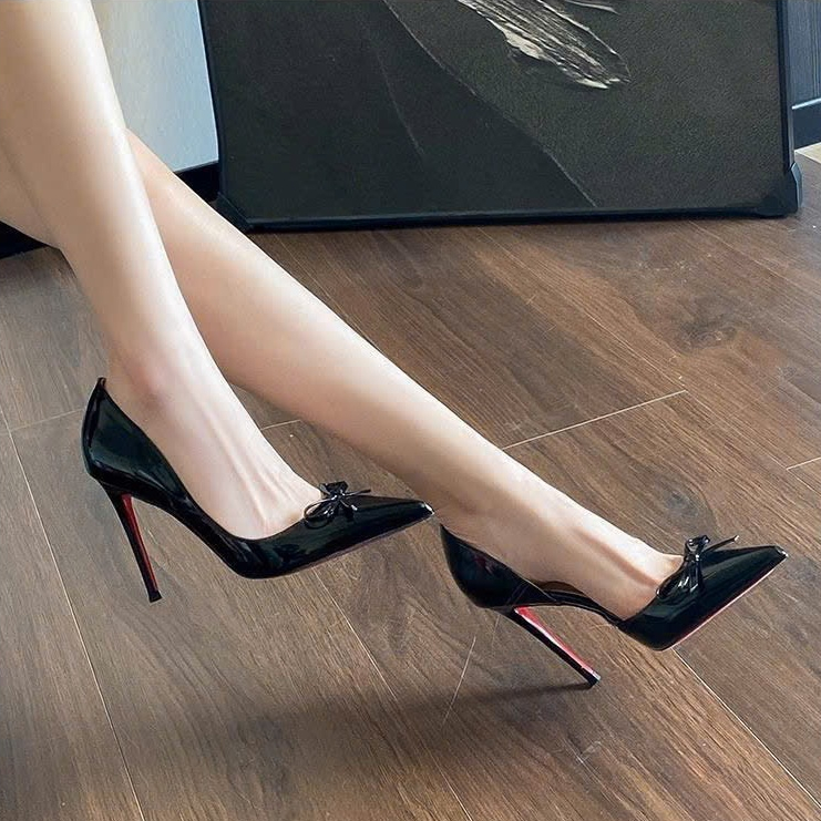 GIÀY CAO GÓT Đế Đỏ MŨI NHỌN Hở Eo Nơ Thắt 3 Màu Gót Nhọn 7cm-9cm Dành cho Nàng đi chơi đi tiệc Shoes Nữ | BigBuy360 - bigbuy360.vn