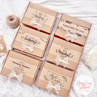 Hộp đựng quà tặng Kraft Vintage, hộp giấy nắp gài đựng quà sinh nhật, 20/11, 8/3, 20/10...tặng kèm rơm lót