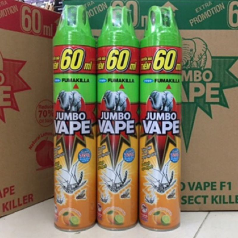 Bình xịt muỗi Jumbo Vape không mùi, cam chanh chai 600ml