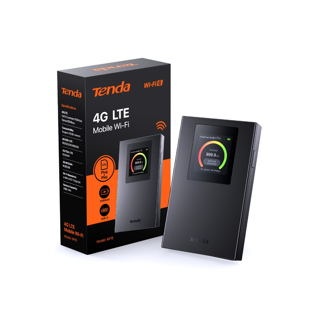 Tenda 4G185 Pocket WiFi 4G LTE Di động Wi-Fi AX300 Wi-Fi Màn hình 6 màu Điểm phát sóng Wi-Fi Cắm và chạy - Hàng Chính